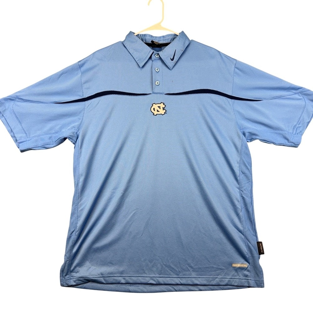 North Carolina Tar Heels Polo Shirt Mens XL Blue NCAA Basketball Nike Sphere Dry